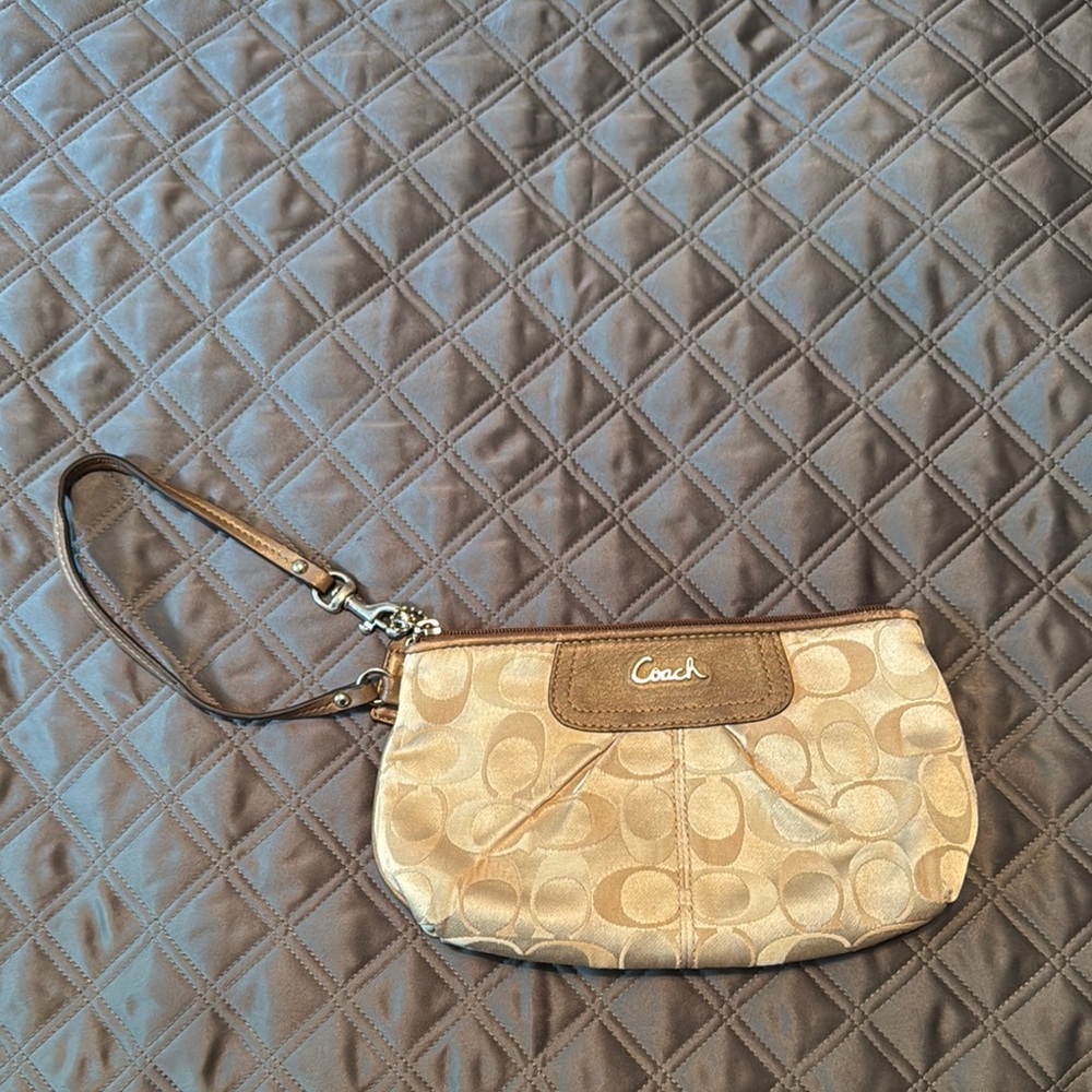 Coach Tan Signature Wristlet